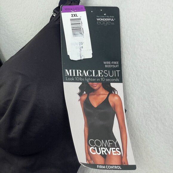 NEW Miraclesuit Womens Plus 2XL Wirefree Black Bodysuit Comfy Curves Slimming - Picture 4 of 11